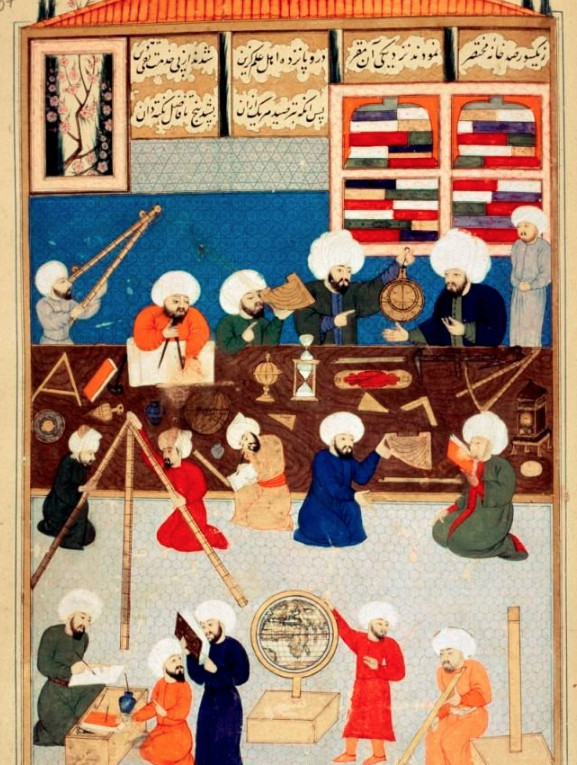 Taqi al-Din al-Shami al-Assadi et d’autres astronomes de l’Observatoire de Galata fondé en 1557 par le sultan Soliman. Taqi al-Din al-Shami al-Assadi et d’autres astronomes de l’Observatoire de Galata fondé en 1557 par le sultan Soliman.