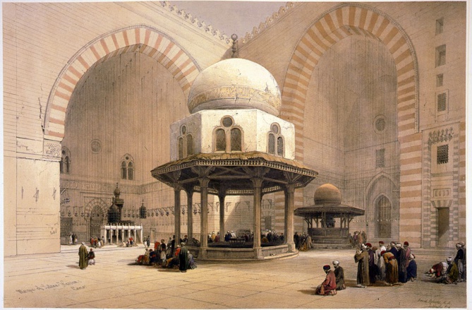 Intérieur de la mosquée madrassa Sultan Hassan. Pascal Coste - XIXe
