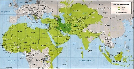 Répartition des Musulmans dans le monde