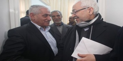 Mrs Abbassi secrétaire général de l’UGTT et Ghannouchi leader du parti Ennahda. Mrs Abbassi secrétaire général de l’UGTT et Ghannouchi leader du parti Ennahda.