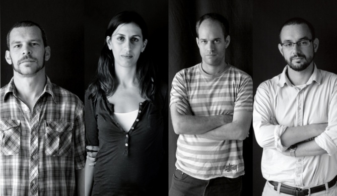 Micha, Dana, Noam, et Mikhael ont combattu pour Tsahal. C'est la première fois que des officiers israéliens manifestent à visage découvert leur contestation. © Quique Kierszenbaum Micha, Dana, Noam, et Mikhael ont combattu pour Tsahal. C'est la première fois que des officiers israéliens manifestent à visage découvert leur contestation. © Quique Kierszenbaum