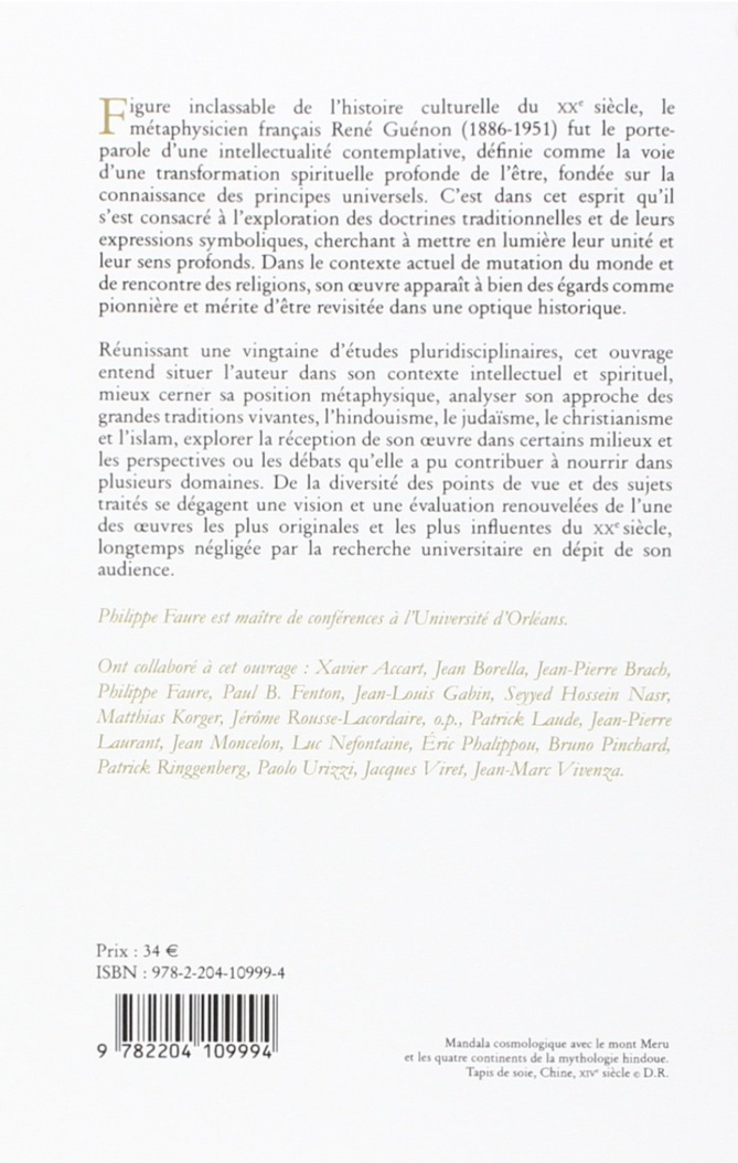 René Guénon, L’appel de la sagesse primordiale, sous la direction de Philippe Faure. René Guénon, L’appel de la sagesse primordiale, sous la direction de Philippe Faure.