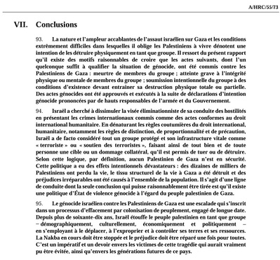 Conclusion du rapport de Francesca Albanese, "Anatomie d’un génocide" (A/HRC/55/73)
