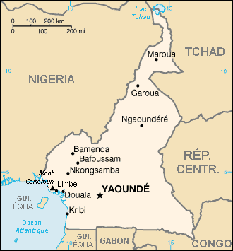 Carte du Cameroun.
