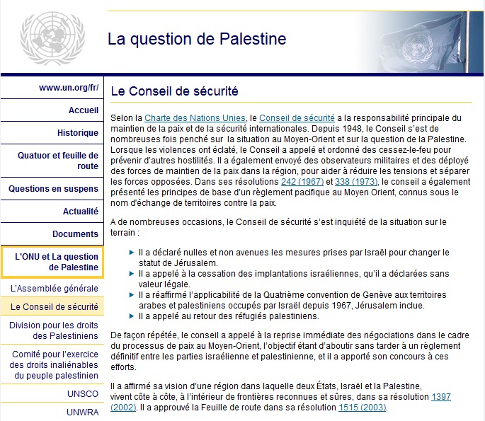 ONU.La question de Palestine.