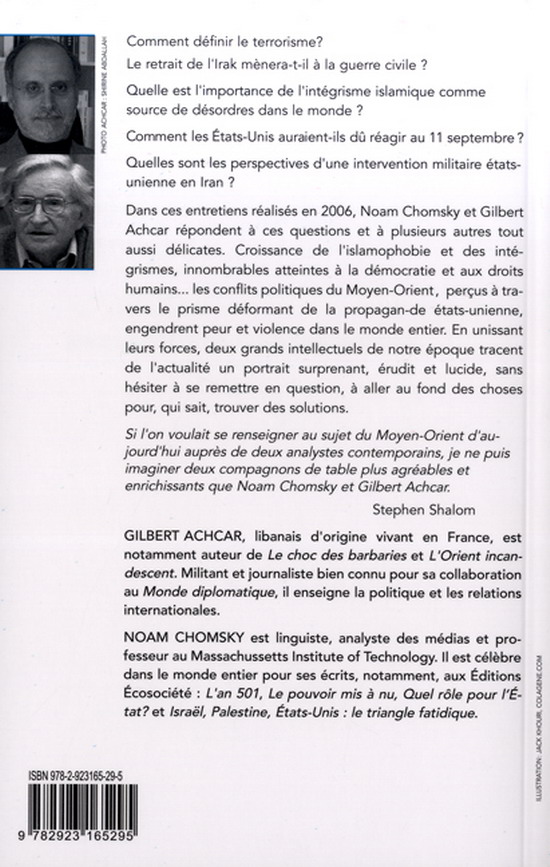 La poudrière du Moyen-Orient, Gilbert Achcar et Noam Chomsky