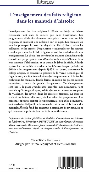 Véronique Deneuche, L'enseignement des faits religieux dans les manuels d'histoire