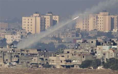 A Hamas rocket is fired into Israel. (Photo: AP)