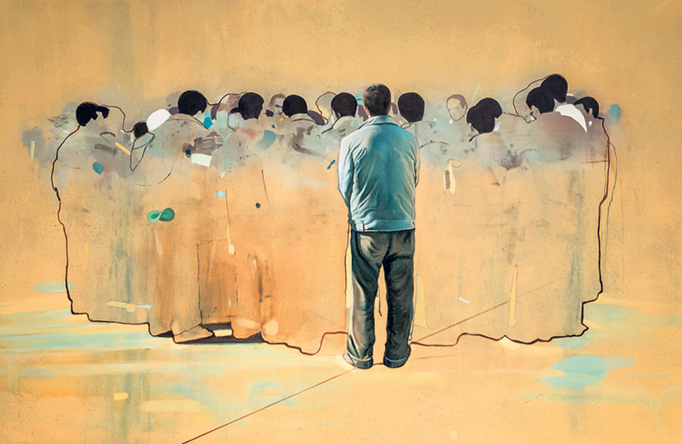 Nabil El Makhloufi. – « La Foule IV » (détail), 2012 Galerie d’art L’atelier 21, Casablanca